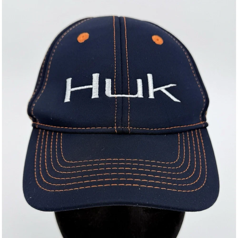 HUK Black & Orange Snapback 6 Panel Solid Trucker Baseball Cap Hat Youth NWOT